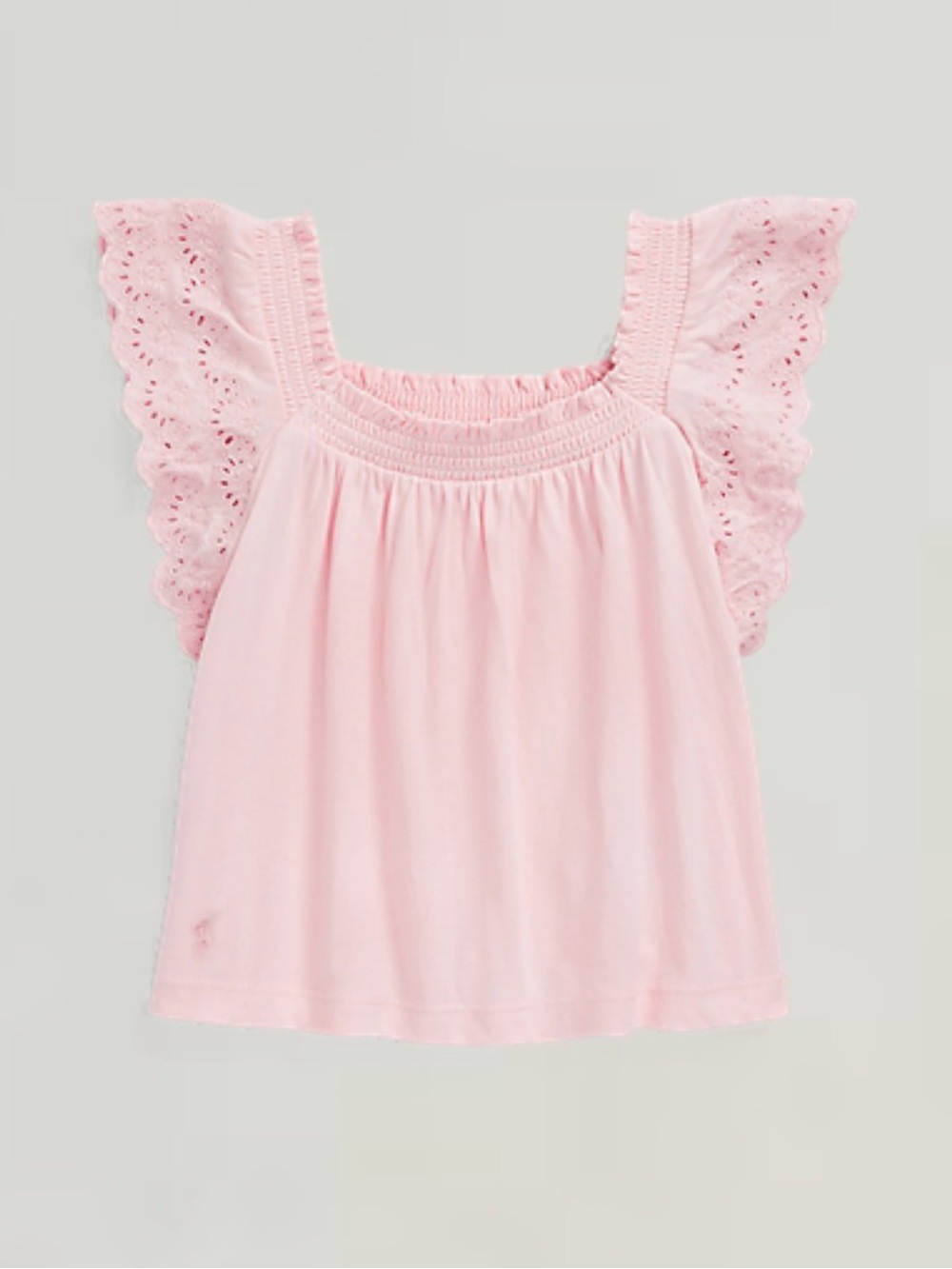 Polo Ralph Lauren Girls Pink Eyelet Embroidered Cotton Jersey Top Size 5